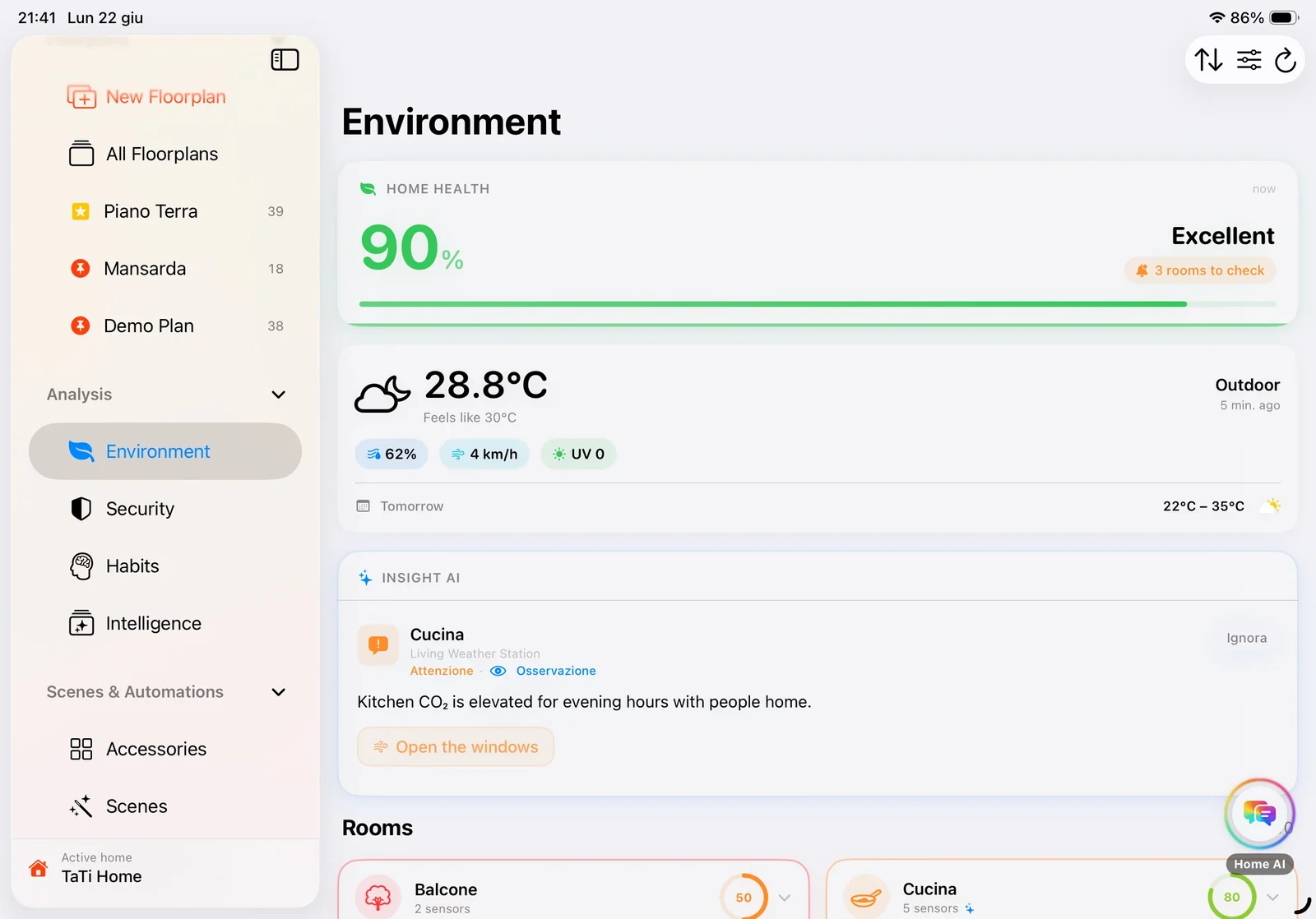 Environment dashboard screenshot