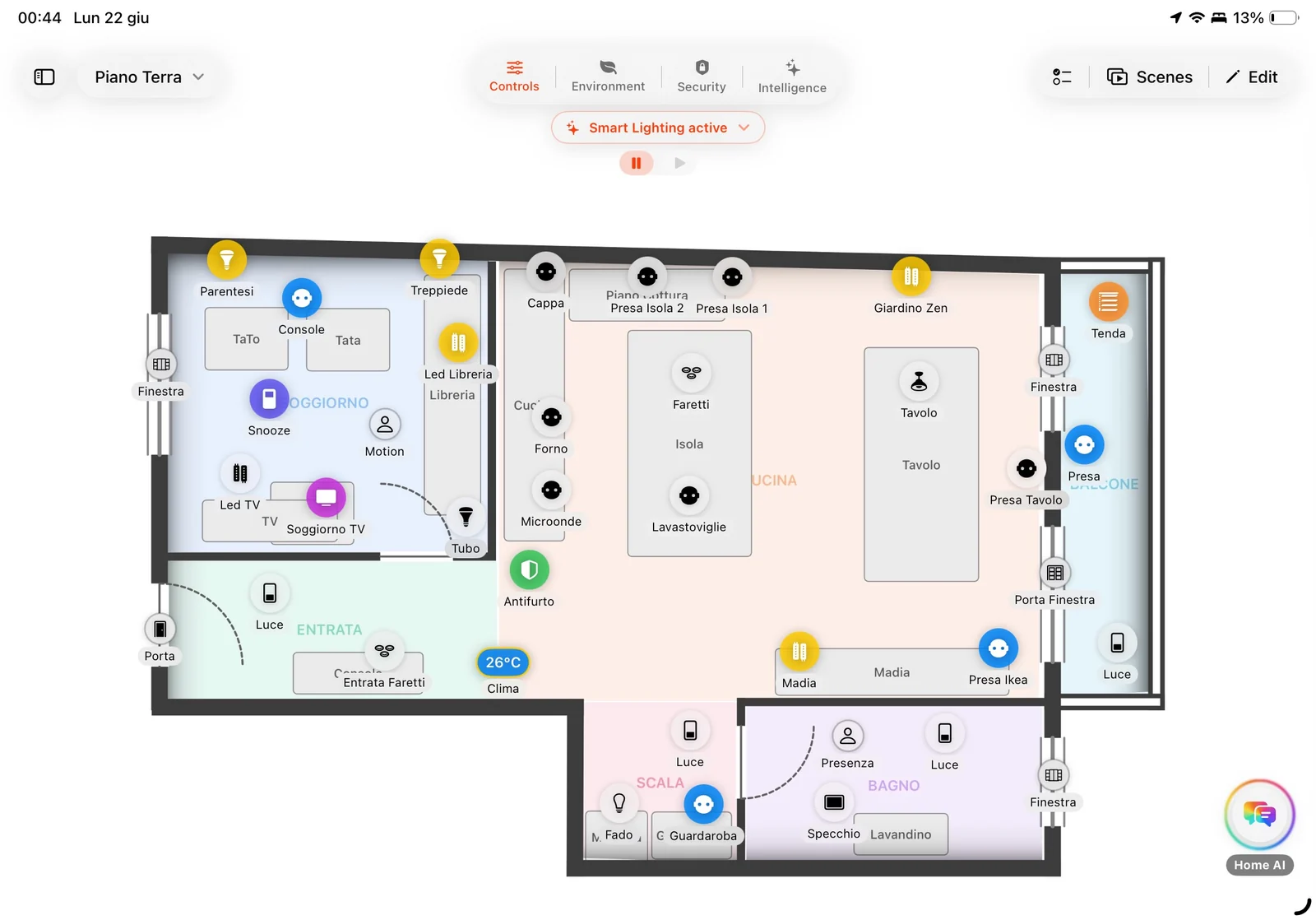 Control devices on the floorplan