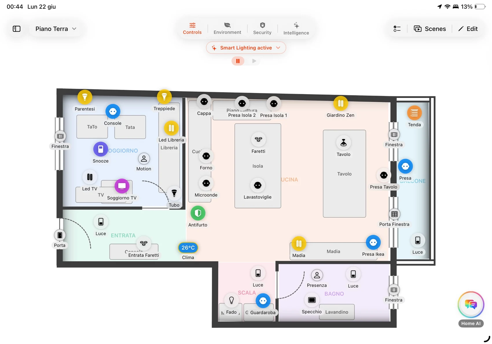 Home Floorplan for iPad, showing rooms and accessories in their spatial context